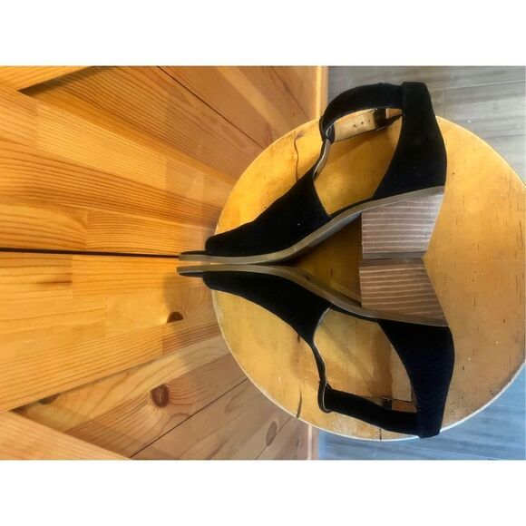 LUCKY BRAND WOMENS 6.5M BLACK SUEDE HEEL OPEN TOE - Picture 5 of 6